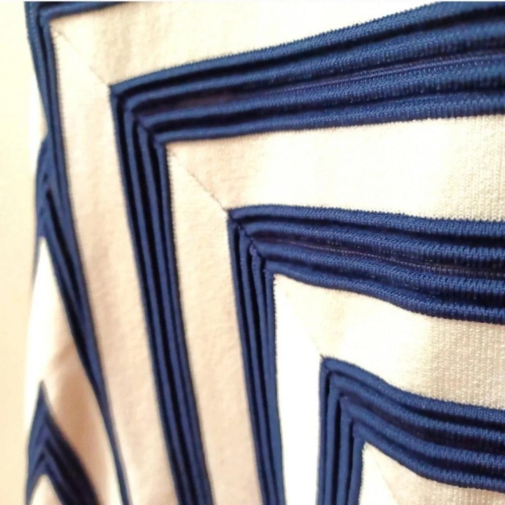 MICHAEL KORS Asymmetrical Stripe Panel Stretch Ribbed Sleeveless Dress NWT - Picture 7 of 13